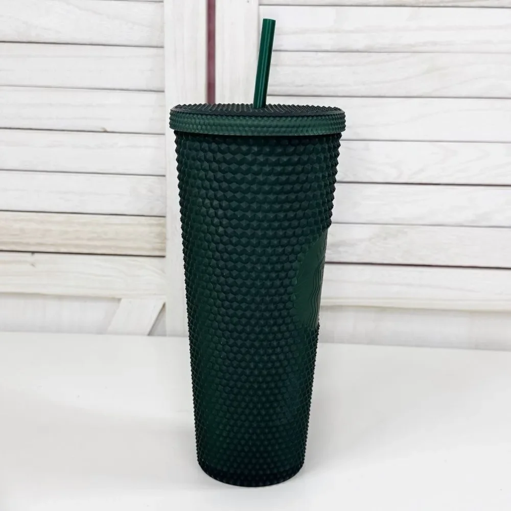 Starbucks‎ Studded Soft Touch Jelly Textured Tumbler Cup Dark Green 24oz Venti